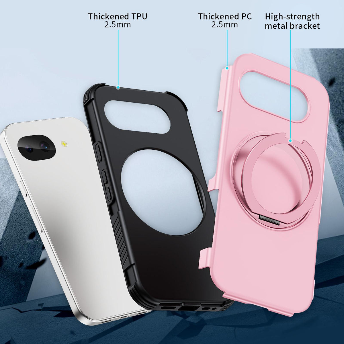 For Google Pixel 10a Magnetic 360 Rotating Holder Phone Case - Pink - EDA009967303B