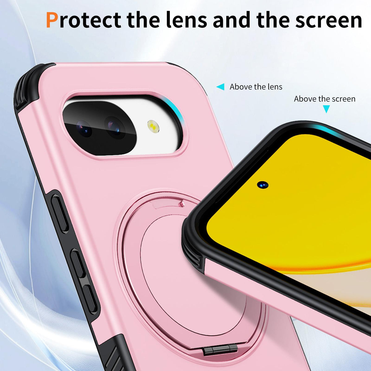 For Google Pixel 10a Magnetic 360 Rotating Holder Phone Case - Pink - EDA009967303B