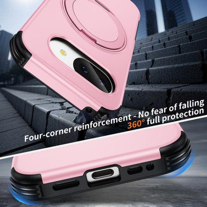 For Google Pixel 10a Magnetic 360 Rotating Holder Phone Case - Pink - EDA009967303B
