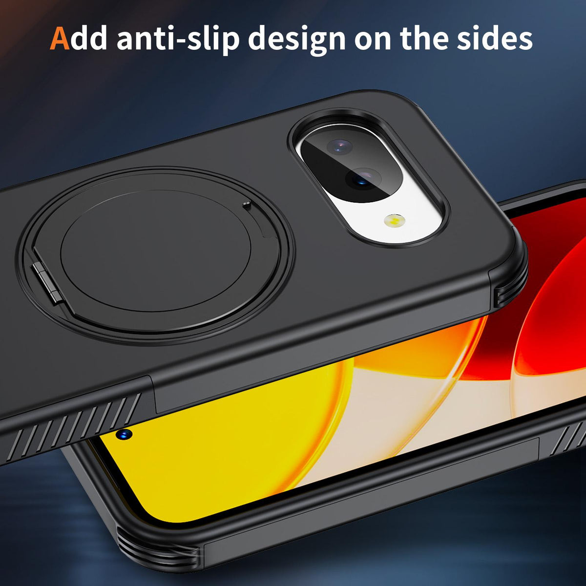 For Google Pixel 10a Magnetic 360 Rotating Holder Phone Case - Black - EDA009967303C