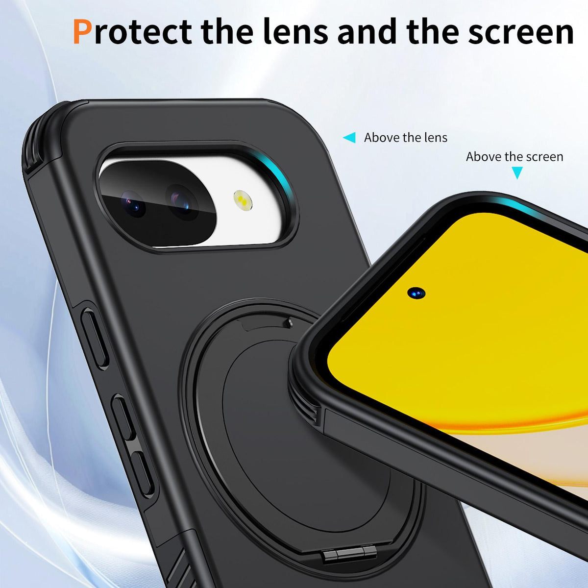 For Google Pixel 10a Magnetic 360 Rotating Holder Phone Case - Black - EDA009967303C