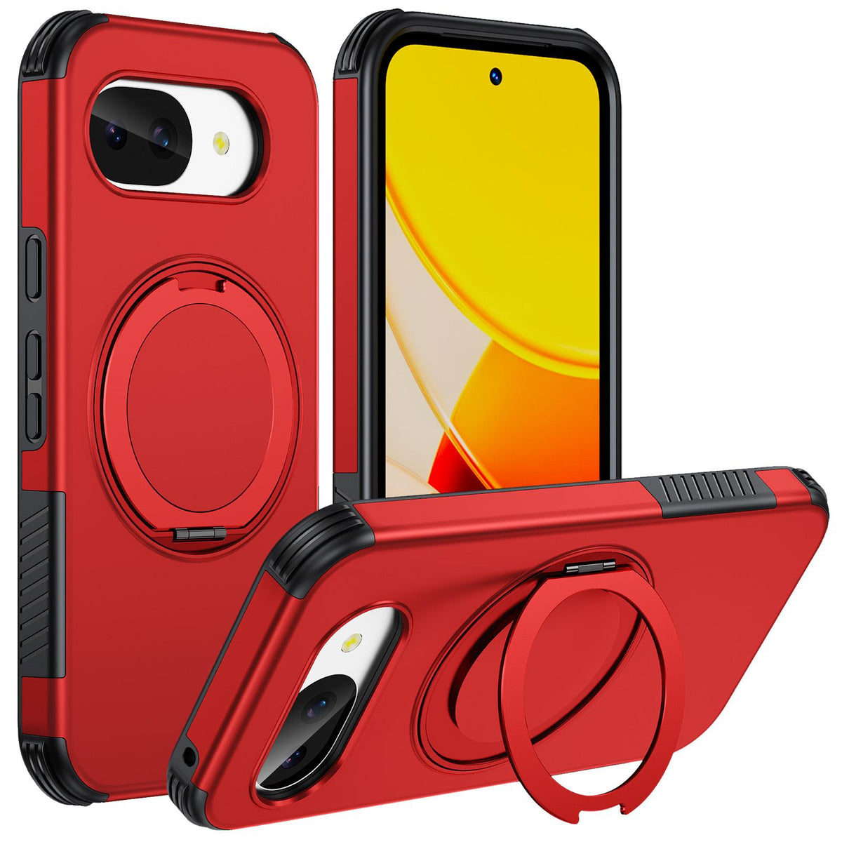 For Google Pixel 10a Magnetic 360 Rotating Holder Phone Case - Red - EDA009967303D