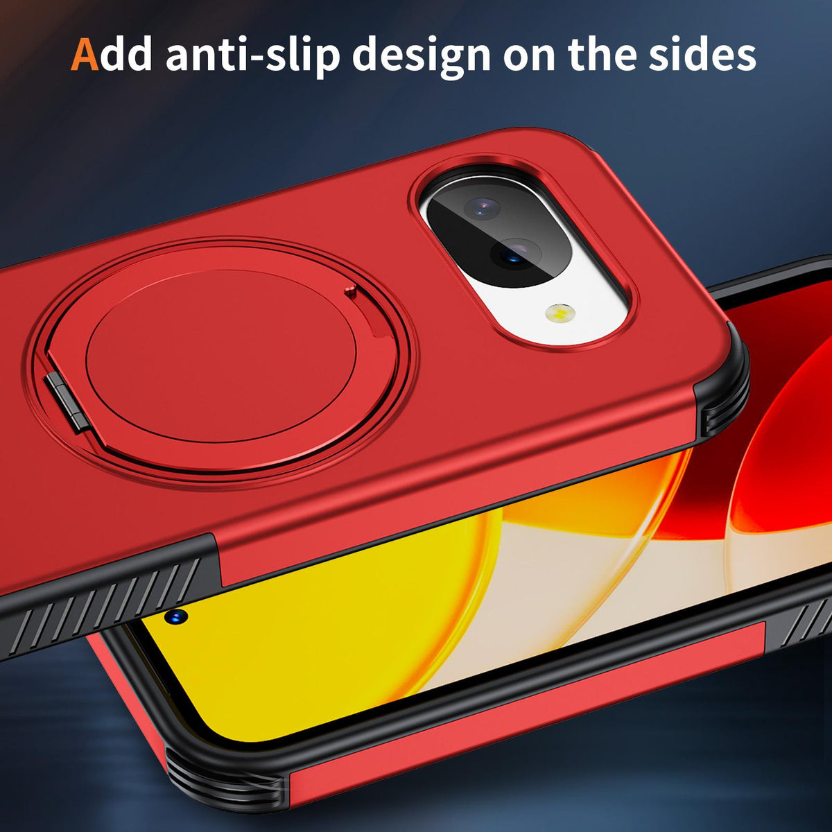 For Google Pixel 10a Magnetic 360 Rotating Holder Phone Case - Red - EDA009967303D