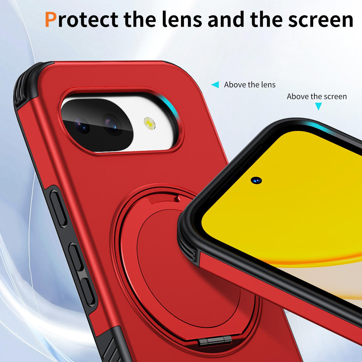 For Google Pixel 10a Magnetic 360 Rotating Holder Phone Case - Red - EDA009967303D