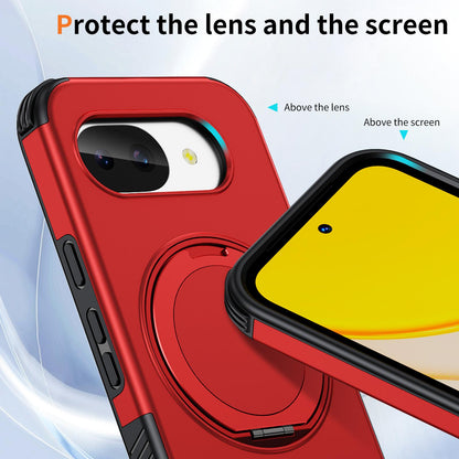 For Google Pixel 10a Magnetic 360 Rotating Holder Phone Case - Red - EDA009967303D