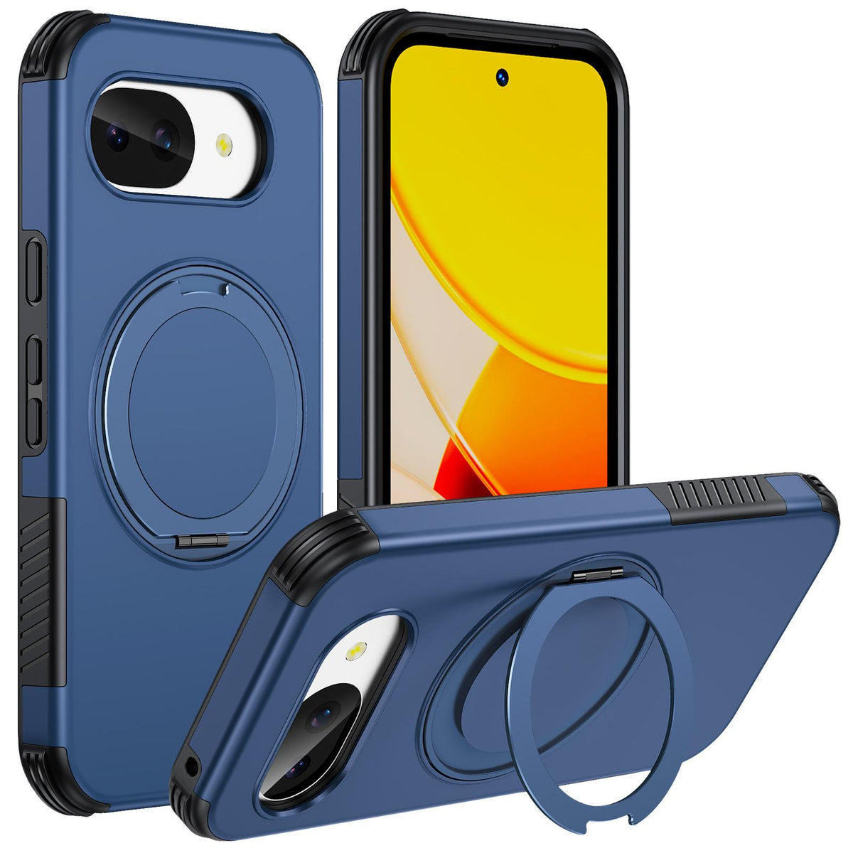 For Google Pixel 10a Magnetic 360 Rotating Holder Phone Case - Blue - EDA009967303E