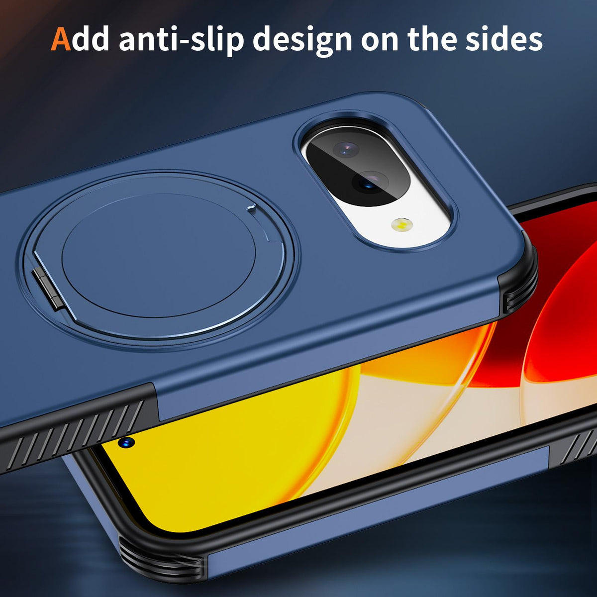 For Google Pixel 10a Magnetic 360 Rotating Holder Phone Case - Blue - EDA009967303E