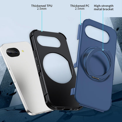 For Google Pixel 10a Magnetic 360 Rotating Holder Phone Case - Blue - EDA009967303E