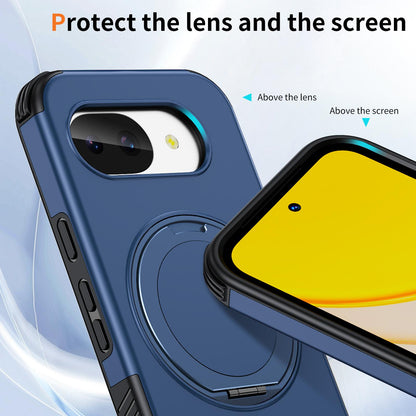 For Google Pixel 10a Magnetic 360 Rotating Holder Phone Case - Blue - EDA009967303E