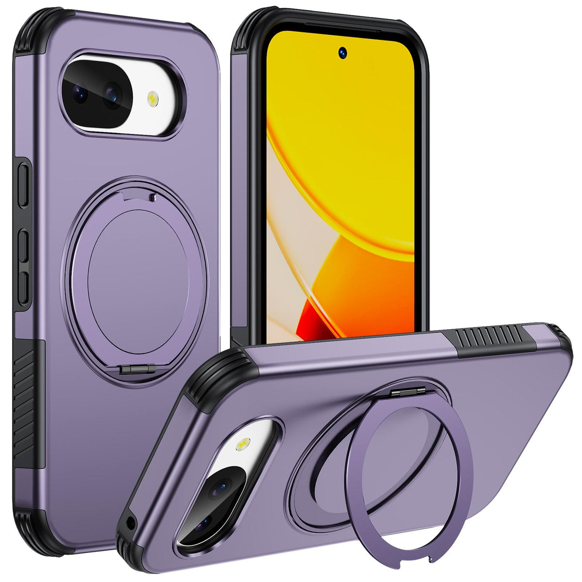 For Google Pixel 10a Magnetic 360 Rotating Holder Phone Case - Light Purple - EDA009967303F