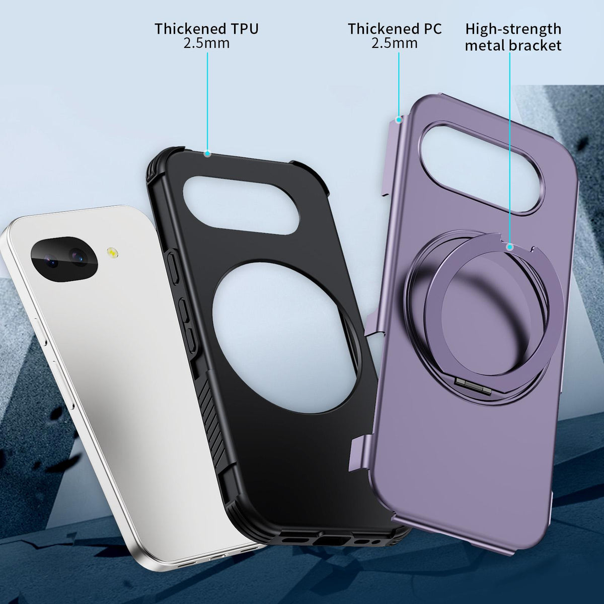 For Google Pixel 10a Magnetic 360 Rotating Holder Phone Case - Light Purple - EDA009967303F