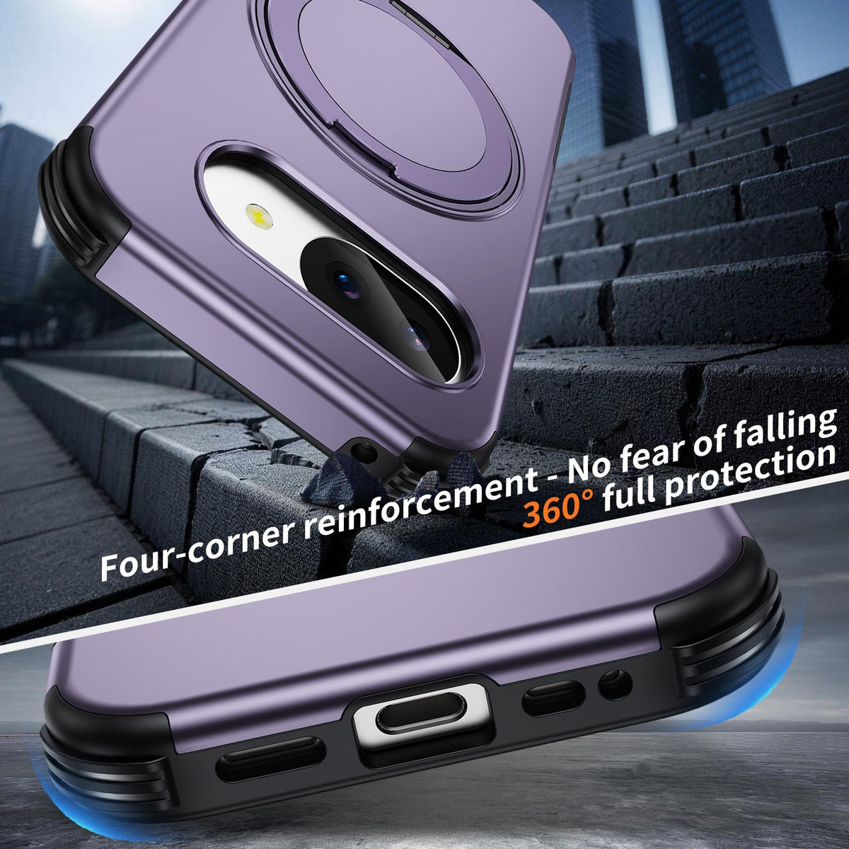 For Google Pixel 10a Magnetic 360 Rotating Holder Phone Case - Light Purple - EDA009967303F