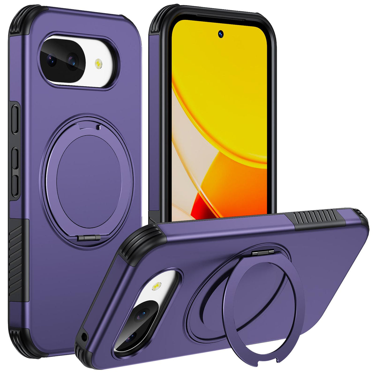 For Google Pixel 10a Magnetic 360 Rotating Holder Phone Case - Dark Purple - EDA009967303G