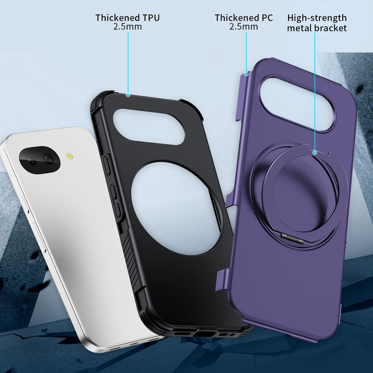 For Google Pixel 10a Magnetic 360 Rotating Holder Phone Case - Dark Purple - EDA009967303G