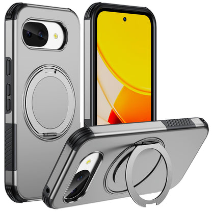 For Google Pixel 10a Magnetic 360 Rotating Holder Phone Case - Silver - EDA009967303H