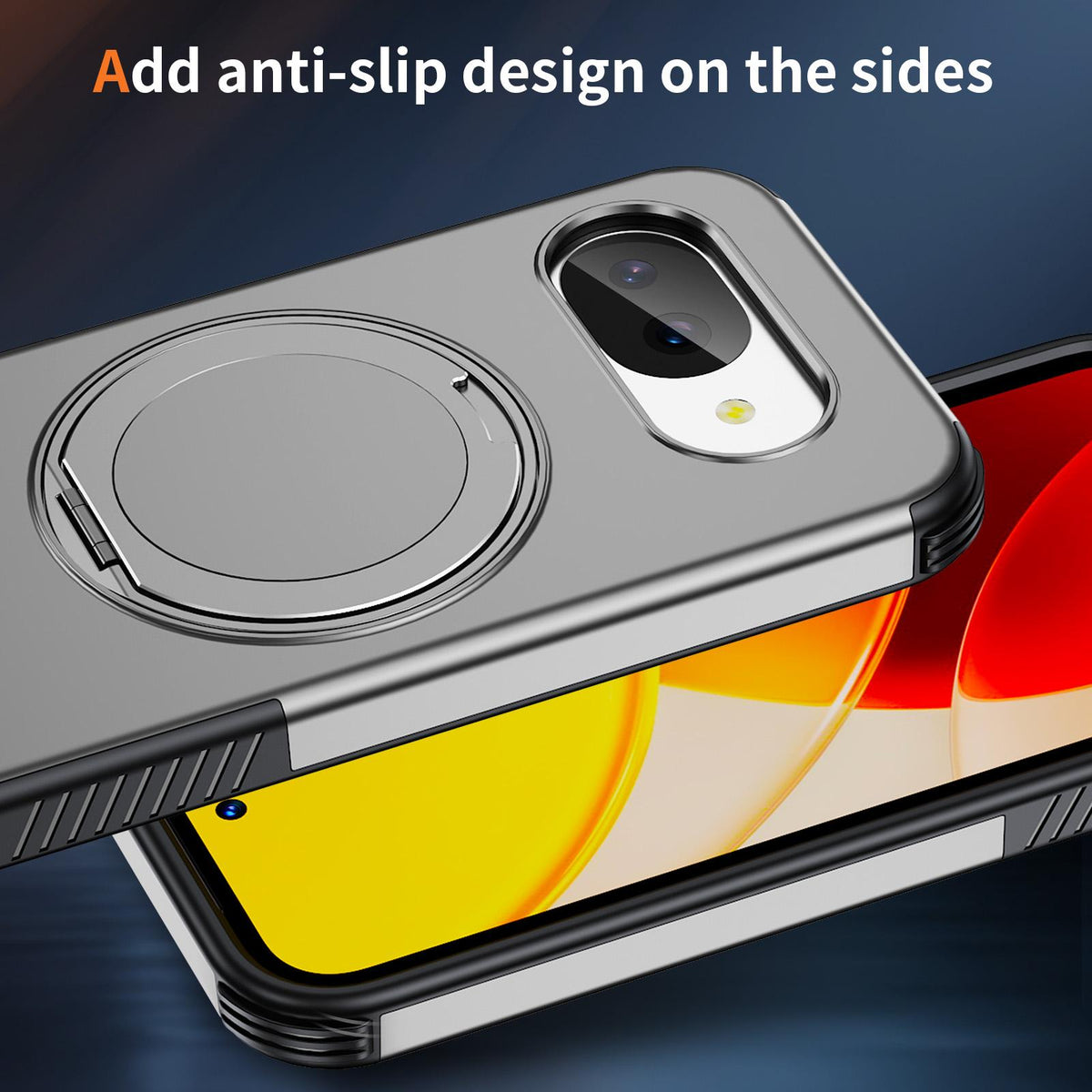 For Google Pixel 10a Magnetic 360 Rotating Holder Phone Case - Silver - EDA009967303H
