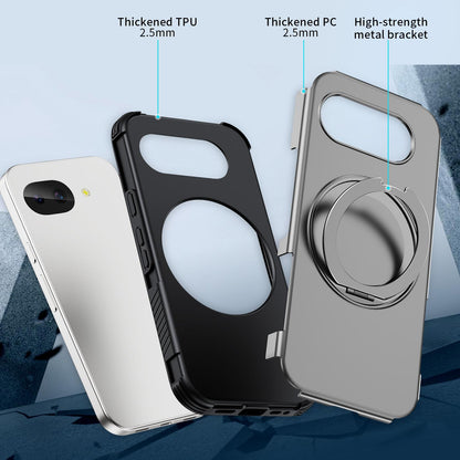 For Google Pixel 10a Magnetic 360 Rotating Holder Phone Case - Silver - EDA009967303H