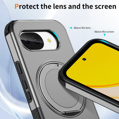 For Google Pixel 10a Magnetic 360 Rotating Holder Phone Case - Silver - EDA009967303H