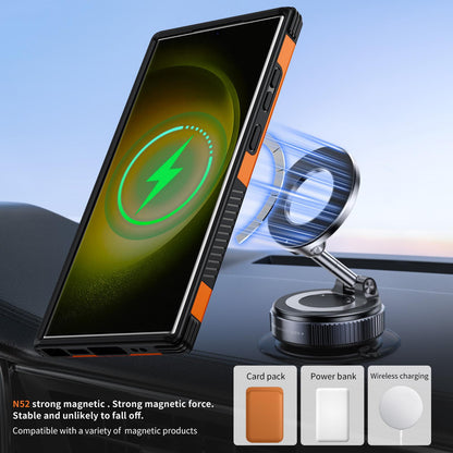 For Galaxy S23 Ultra 5G Magnetic 360 Rotating Holder Phone Case - Orange - EDA009967401A
