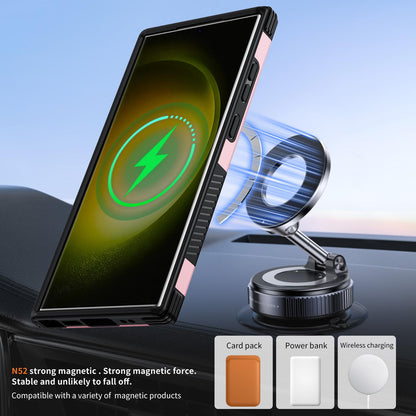 For Galaxy S23 Ultra 5G Magnetic 360 Rotating Holder Phone Case - Pink - EDA009967401B