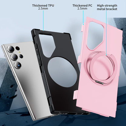 For Galaxy S23 Ultra 5G Magnetic 360 Rotating Holder Phone Case - Pink - EDA009967401B