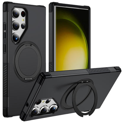 For Galaxy S23 Ultra 5G Magnetic 360 Rotating Holder Phone Case - Black - EDA009967401C