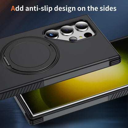 For Galaxy S23 Ultra 5G Magnetic 360 Rotating Holder Phone Case - Black - EDA009967401C