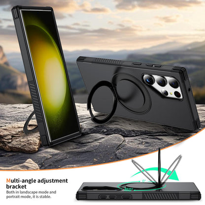 For Galaxy S23 Ultra 5G Magnetic 360 Rotating Holder Phone Case - Black - EDA009967401C