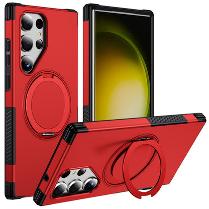 For Galaxy S23 Ultra 5G Magnetic 360 Rotating Holder Phone Case - Red - EDA009967401D