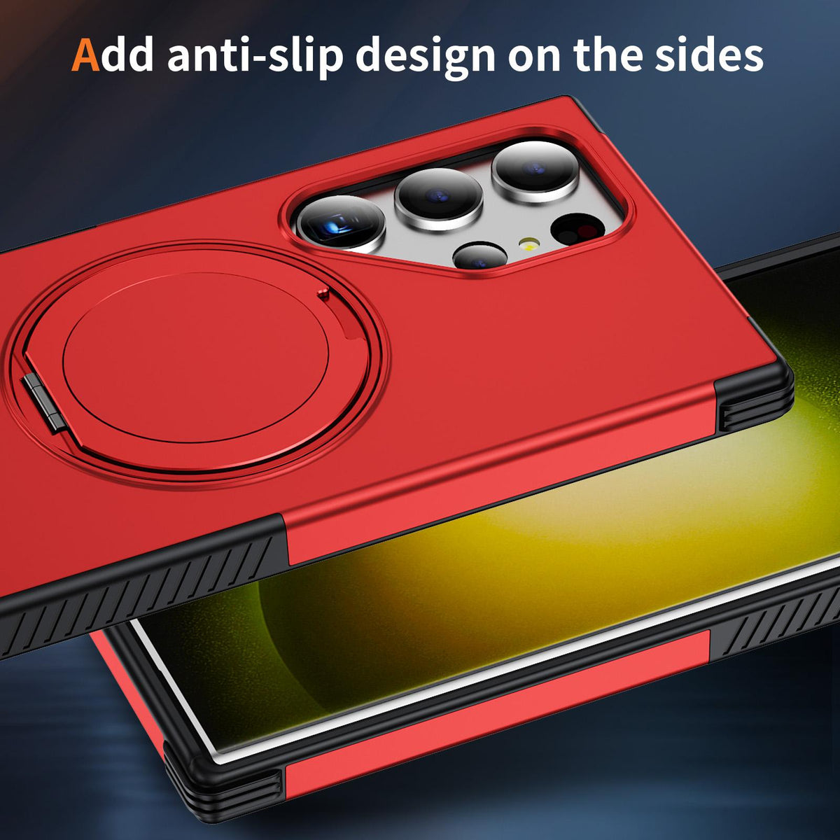 For Galaxy S23 Ultra 5G Magnetic 360 Rotating Holder Phone Case - Red - EDA009967401D