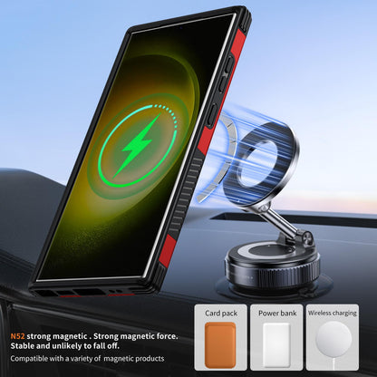 For Galaxy S23 Ultra 5G Magnetic 360 Rotating Holder Phone Case - Red - EDA009967401D