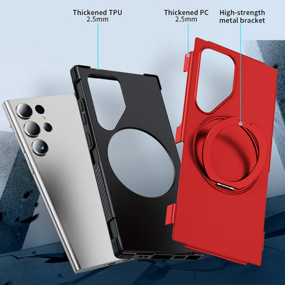 For Galaxy S23 Ultra 5G Magnetic 360 Rotating Holder Phone Case - Red - EDA009967401D