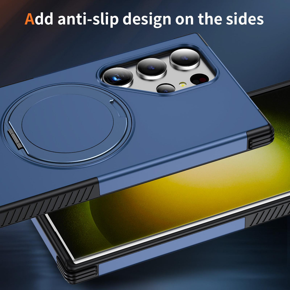 For Galaxy S23 Ultra 5G Magnetic 360 Rotating Holder Phone Case - Blue - EDA009967401E
