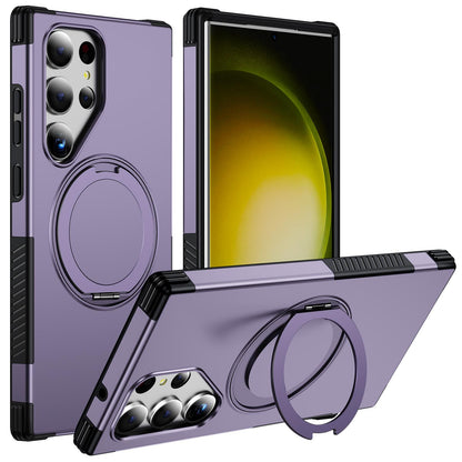 For Galaxy S23 Ultra 5G Magnetic 360 Rotating Holder Phone Case - Light Purple - EDA009967401F