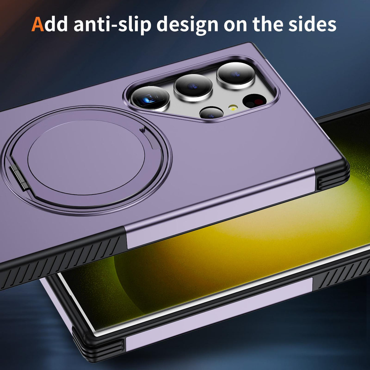 For Galaxy S23 Ultra 5G Magnetic 360 Rotating Holder Phone Case - Light Purple - EDA009967401F