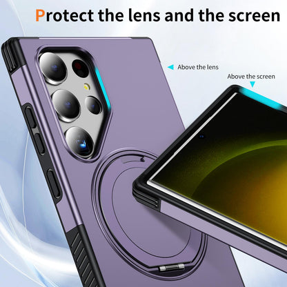 For Galaxy S23 Ultra 5G Magnetic 360 Rotating Holder Phone Case - Light Purple - EDA009967401F
