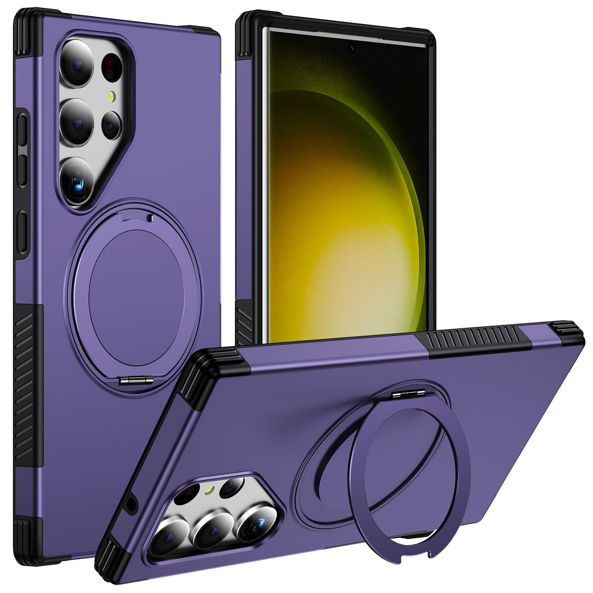 For Galaxy S23 Ultra 5G Magnetic 360 Rotating Holder Phone Case - Dark Purple - EDA009967401G