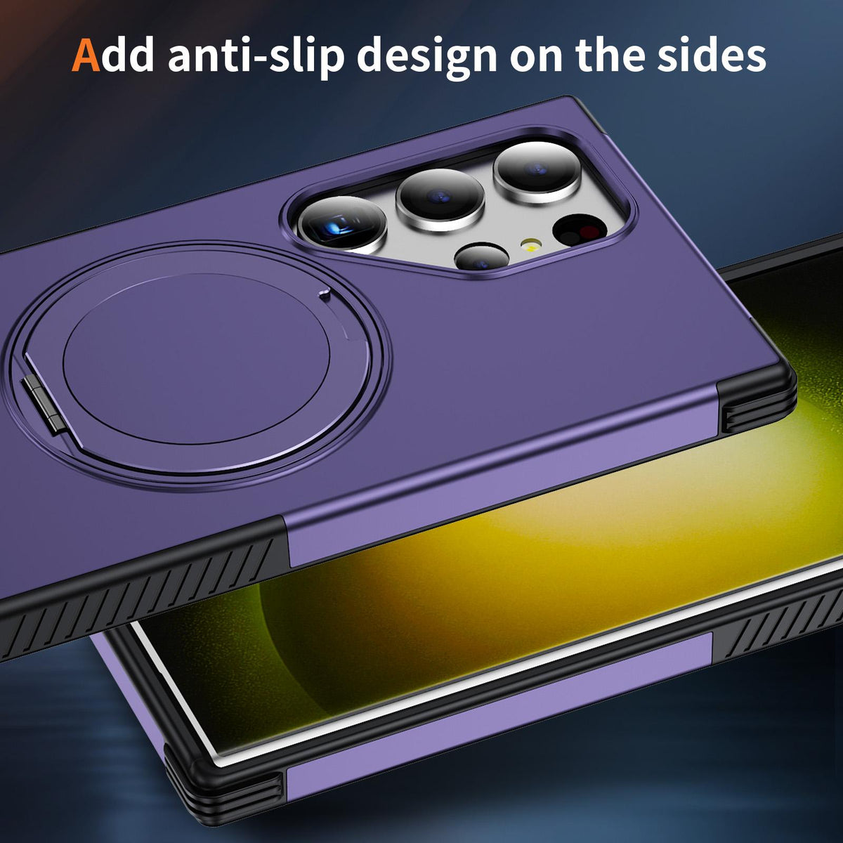 For Galaxy S23 Ultra 5G Magnetic 360 Rotating Holder Phone Case - Dark Purple - EDA009967401G