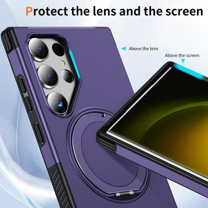 For Galaxy S23 Ultra 5G Magnetic 360 Rotating Holder Phone Case - Dark Purple - EDA009967401G