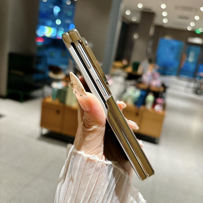 For Galaxy Z Fold8 5G Electroplated Central Axis Magnetic Supercar Textured Nameplate Phone Case - Black - EDA009970101B