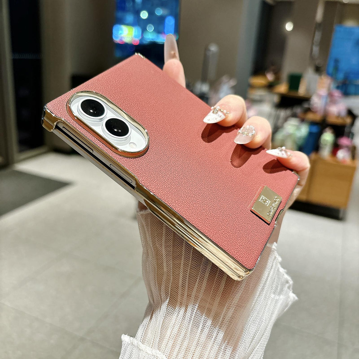 For Galaxy Z Fold8 5G Electroplated Central Axis Magnetic Supercar Textured Nameplate Phone Case - Red - EDA009970101C