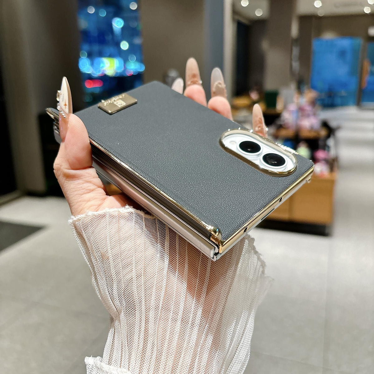 For Galaxy Z Fold8 5G Electroplated Central Axis Magnetic Supercar Textured Nameplate Phone Case - Red - EDA009970101C