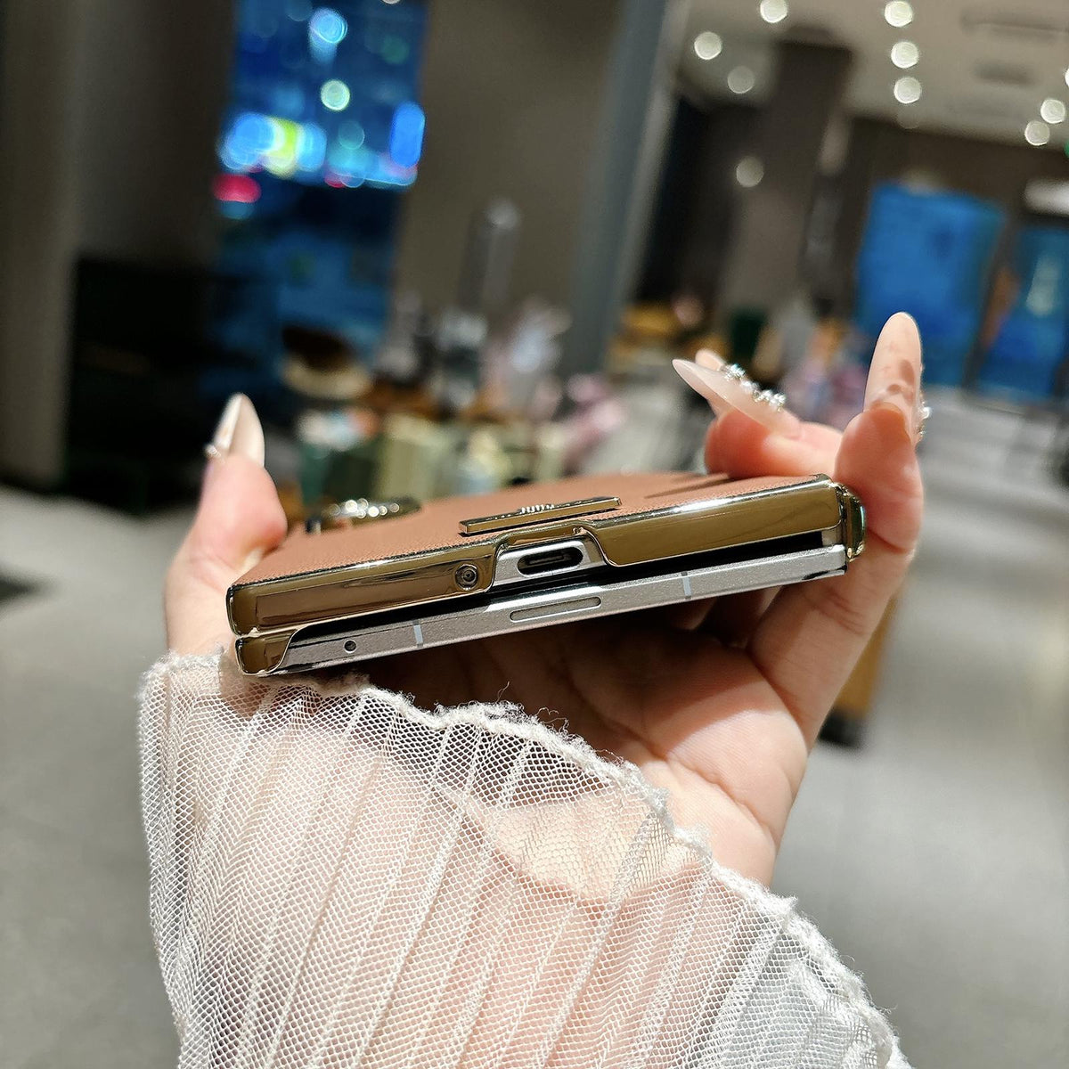 For Galaxy Z Fold8 5G Electroplated Central Axis Magnetic Supercar Textured Nameplate Phone Case - Blue - EDA009970101D