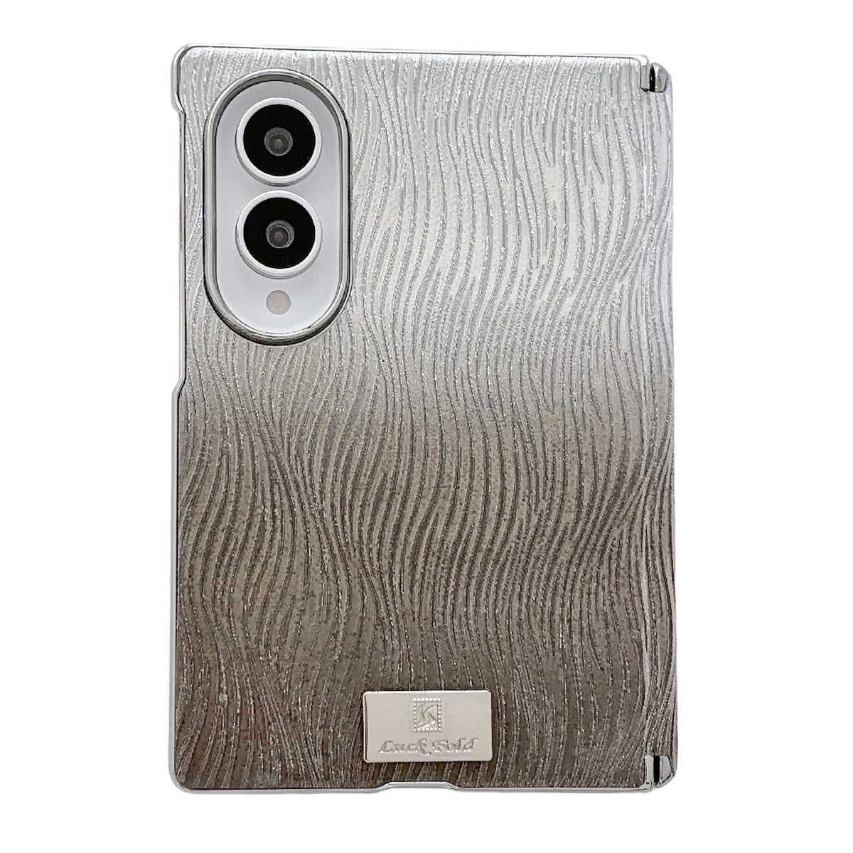 For Galaxy Z Fold8 5G Electroplated Central Axis Magnetic Gradient Water Ripple Nameplate Phone Case - Gradient Brown - EDA009970301A