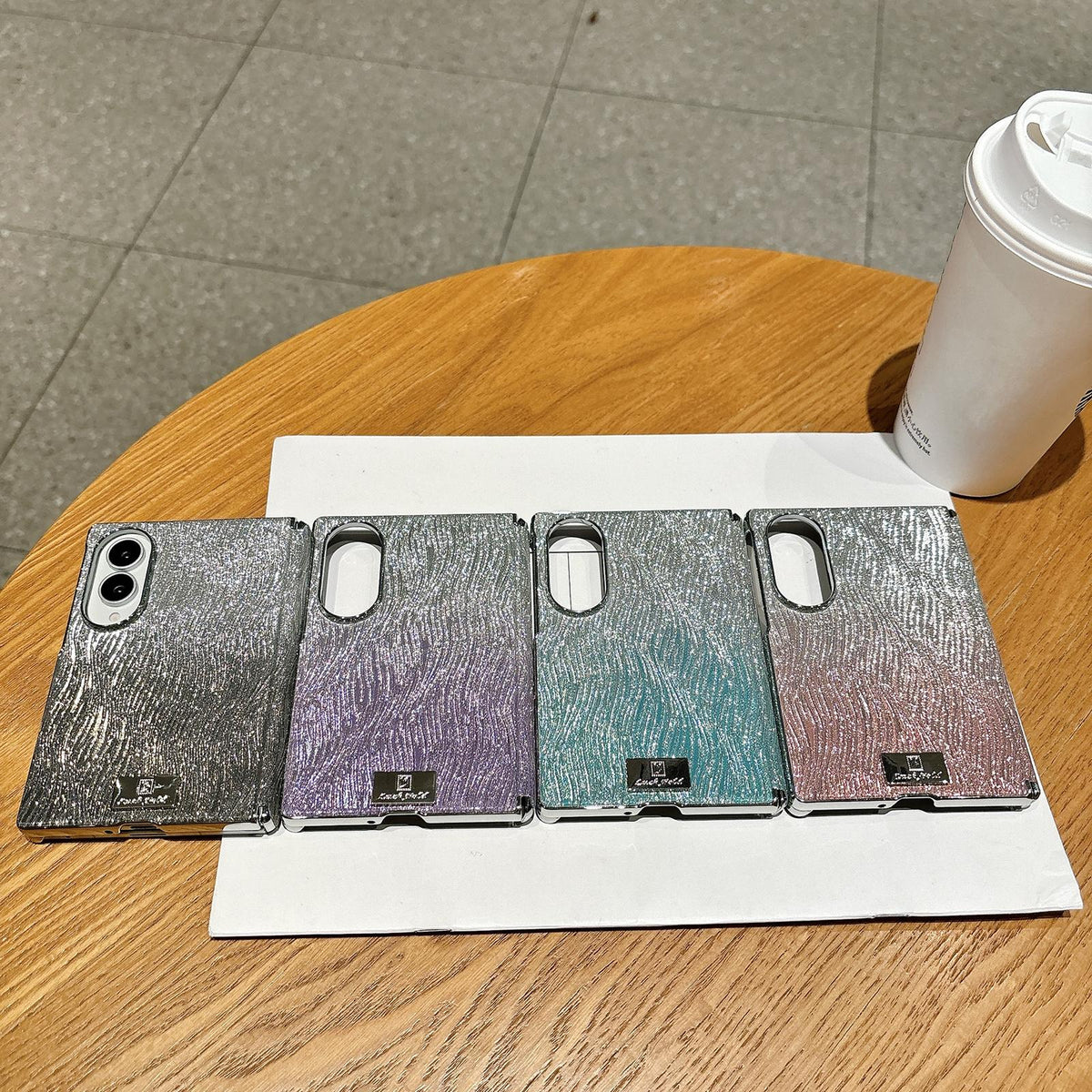 For Galaxy Z Fold8 5G Electroplated Central Axis Magnetic Gradient Water Ripple Nameplate Phone Case - Gradient Brown - EDA009970301A