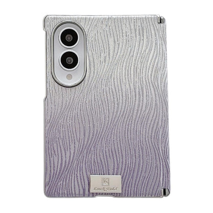 For Galaxy Z Fold8 5G Electroplated Central Axis Magnetic Gradient Water Ripple Nameplate Phone Case - Gradient Purple - EDA009970301B