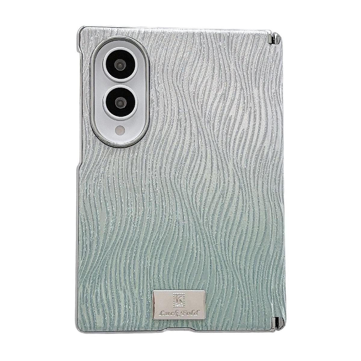 For Galaxy Z Fold8 5G Electroplated Central Axis Magnetic Gradient Water Ripple Nameplate Phone Case - Gradient Green - EDA009970301D
