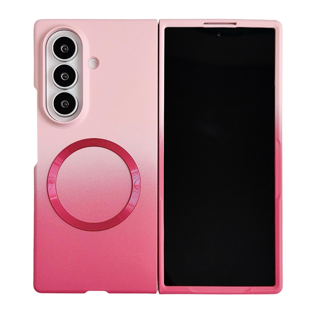 For Galaxy Z Fold5 5G Skin Feel Gradient Rose Pink Magnetic Phone Case - Default - EDA009971307