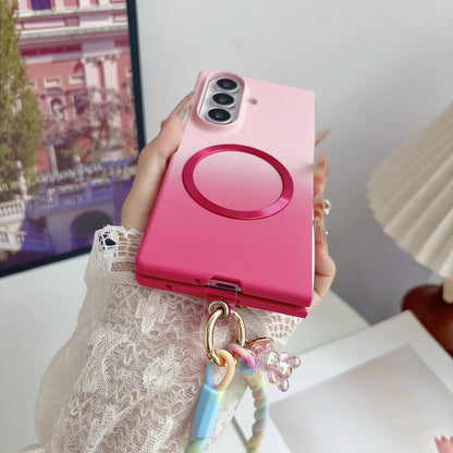 For Galaxy Z Fold5 5G Skin Feel Gradient Rose Pink Magnetic Phone Case - Default - EDA009971307