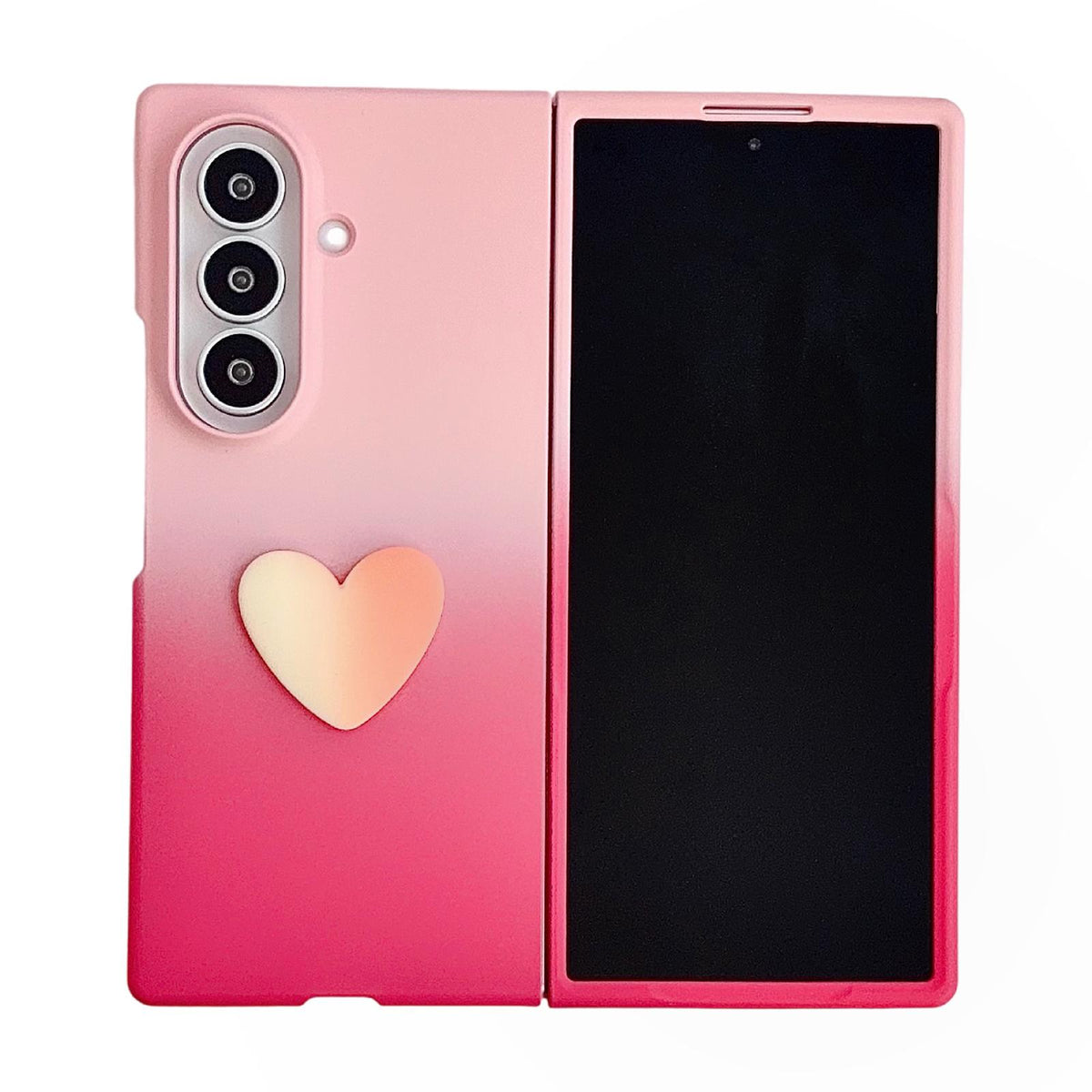For Galaxy Z Fold8 Ultra 5G Skin Feel Gradient Rose Pink DIY Heart Shaped Phone Case - Default - EDA009971902